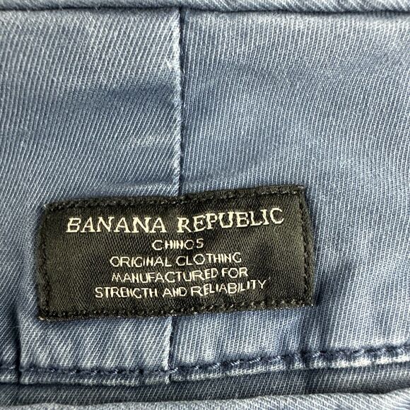 Banana Republic Pants Mens 36X32 (30) Beige & Blue Slim Fit Tapered Fit Stretch - Picture 8 of 16